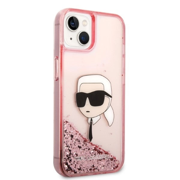 Karl Lagerfeld - Hardcase Glitter (KLHCP14MLNKHCP) - iPhone 14 Plus - Pink Karl Head