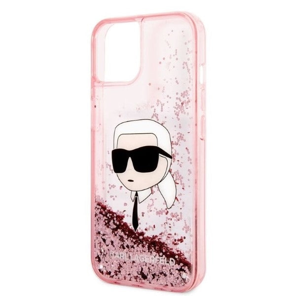 Karl Lagerfeld - Hardcase Glitter (KLHCP14MLNKHCP) - iPhone 14 Plus - Pink Karl Head