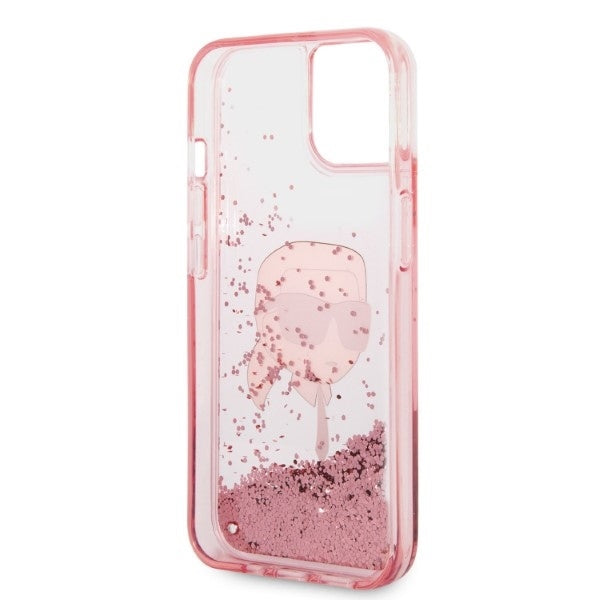Karl Lagerfeld - Hardcase Glitter (KLHCP14MLNKHCP) - iPhone 14 Plus - Pink Karl Head