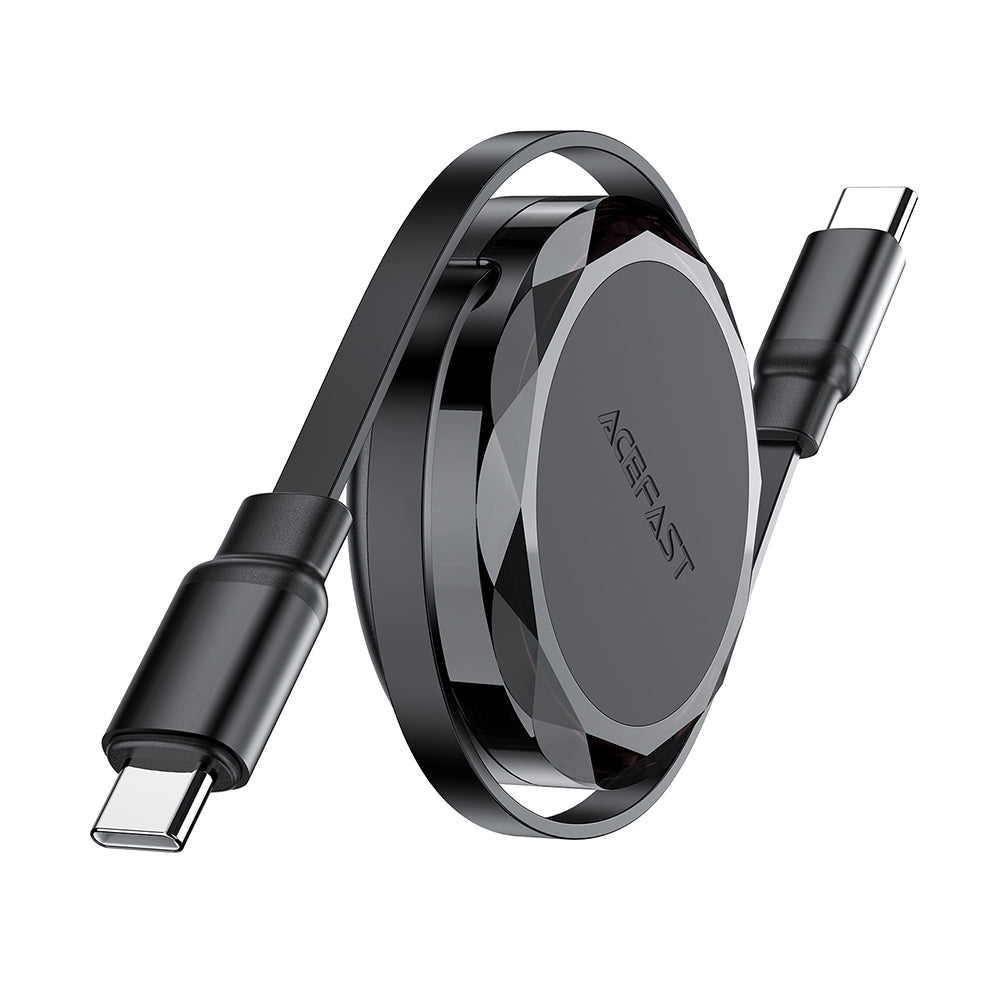 Acefast Cablu Acefast (C13-03), Type-C to Type-C, 60W, Dual Retraction Charging Data Cable, Fast Charging, 0.8m, Negru