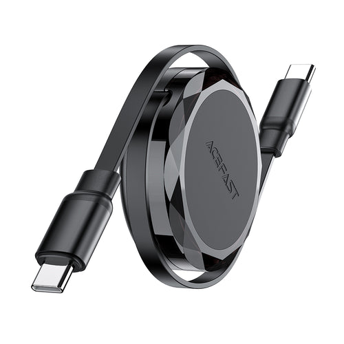 Acefast Cablu Acefast (C13-03), Type-C to Type-C, 60W, Dual Retraction Charging Data Cable, Fast Charging, 0.8m, Negru