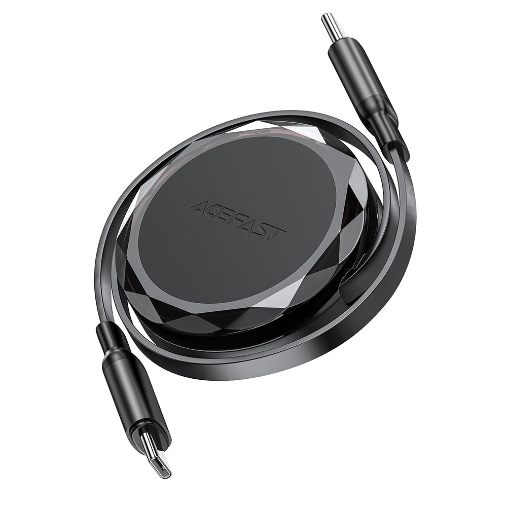 Acefast Cablu Acefast (C13-03), Type-C to Type-C, 60W, Dual Retraction Charging Data Cable, Fast Charging, 0.8m, Negru –