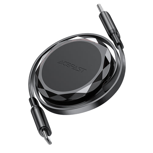 Acefast Cablu Acefast (C13-03), Type-C to Type-C, 60W, Dual Retraction Charging Data Cable, Fast Charging, 0.8m, Negru –