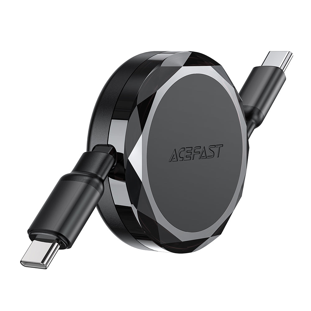 Acefast Cablu Acefast (C13-03), Type-C to Type-C, 60W, Dual Retraction Charging Data Cable, Fast Charging, 0.8m, Negru –