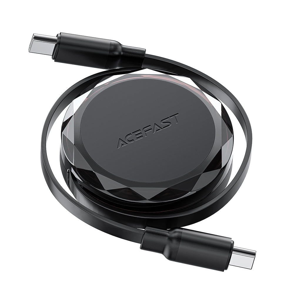 Acefast Cablu Acefast (C13-03), Type-C to Type-C, 60W, Dual Retraction Charging Data Cable, Fast Charging, 0.8m, Negru –