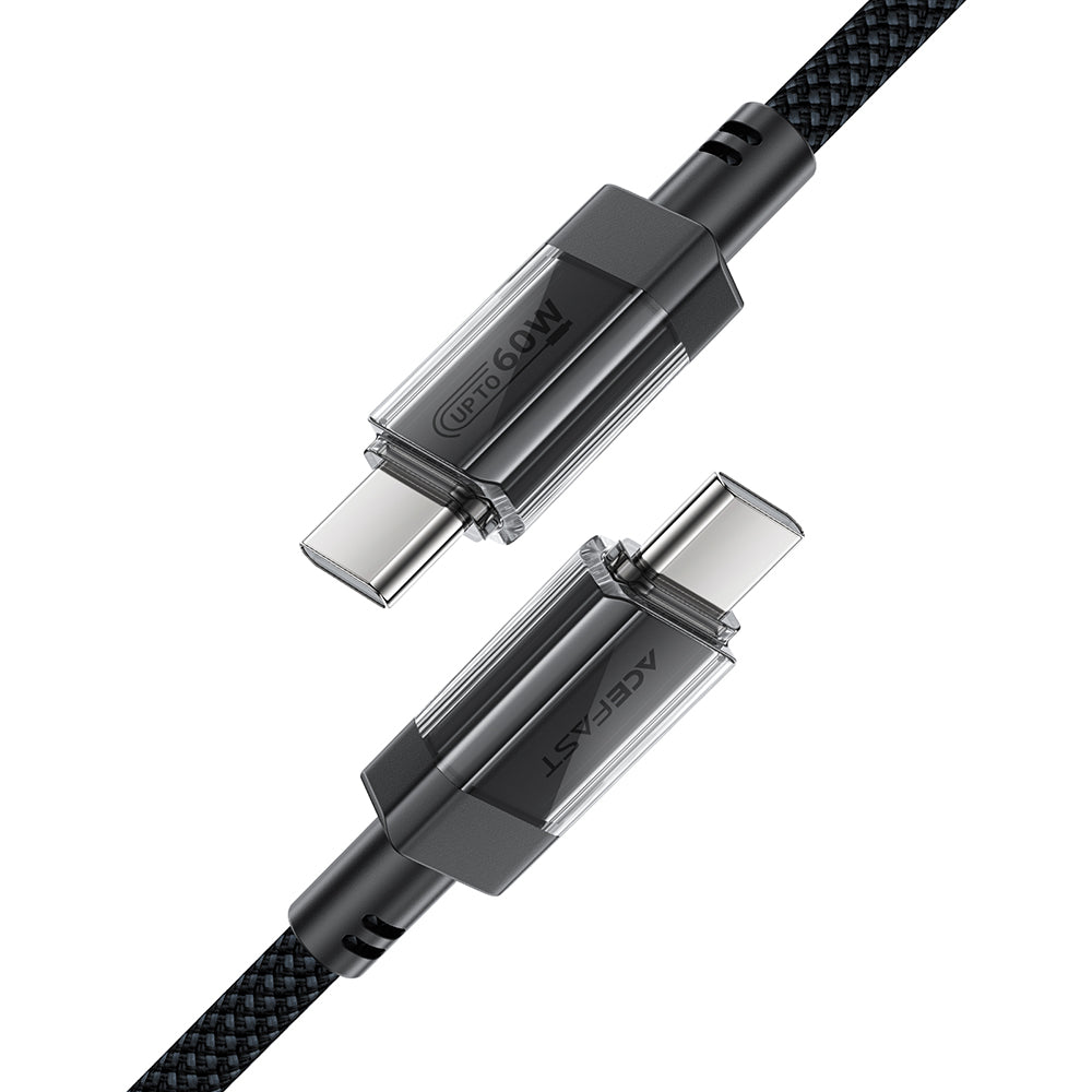 Acefast - Data Cable (C12-03) - Type-C to Type-C, 60W, High-Speed Charging, 1.2m - Black
