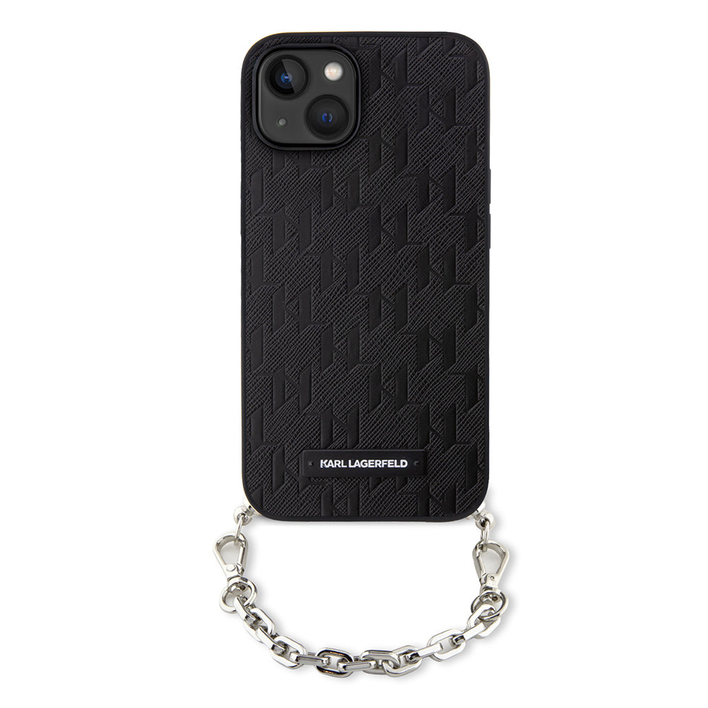 Karl Lagerfeld - Saffiano Monogram Chain (KLHCP14SSACKLHPK) - iPhone 14 - Black