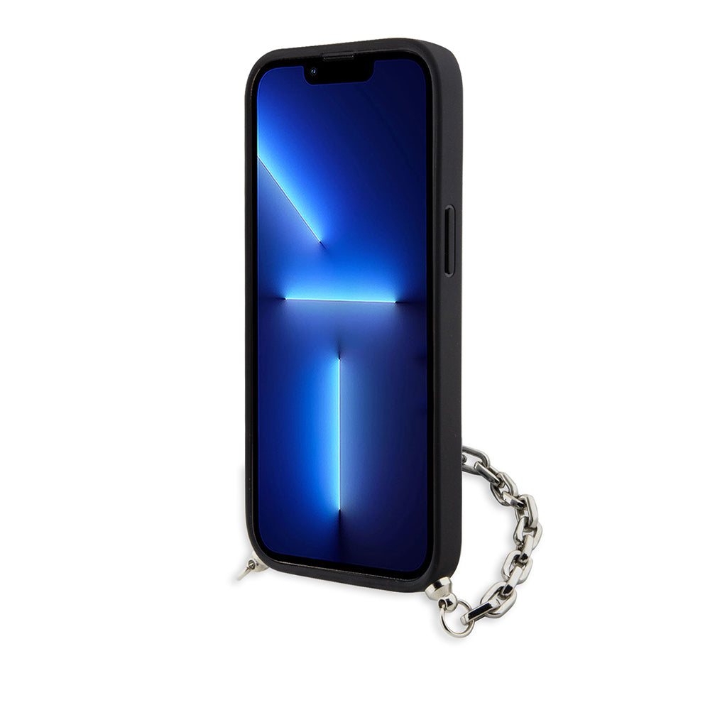 Karl Lagerfeld - Saffiano Monogram Chain (KLHCP14SSACKLHPK) - iPhone 14 - Black