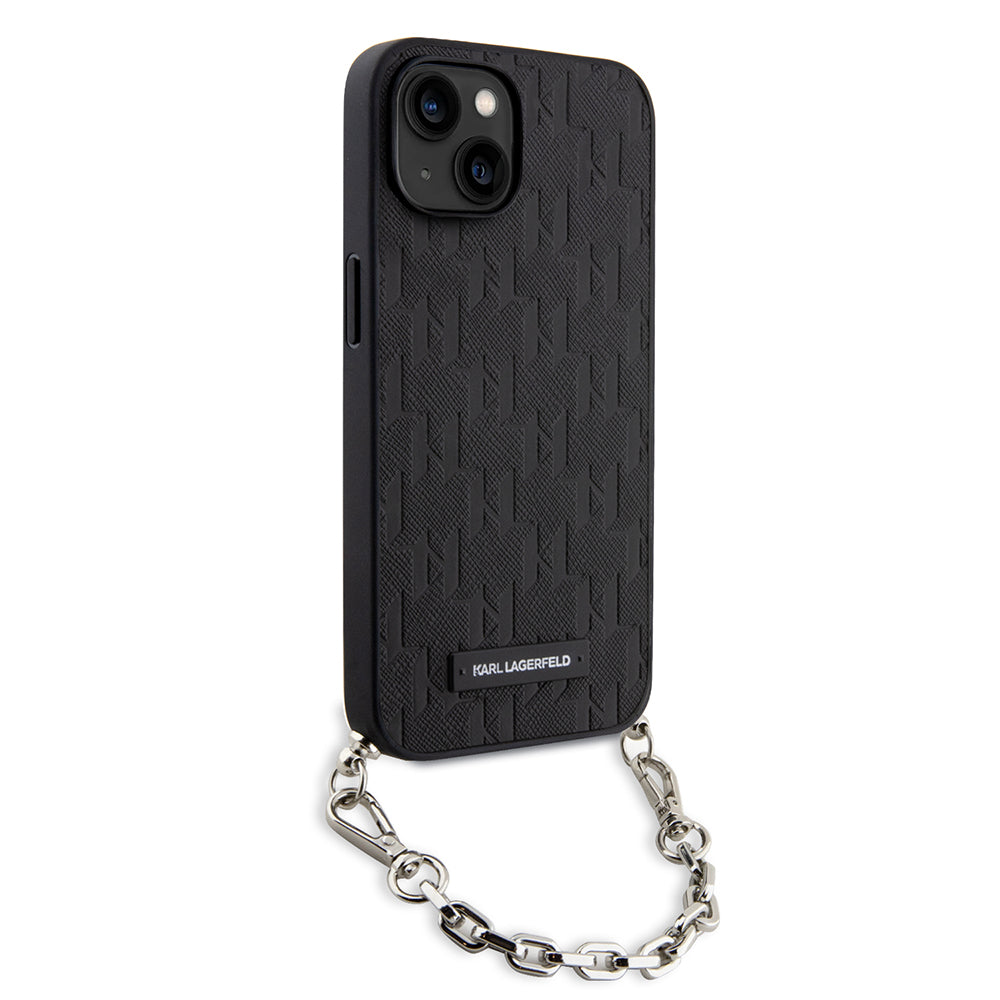 Karl Lagerfeld - Saffiano Monogram Chain (KLHCP14SSACKLHPK) - iPhone 14 - Black