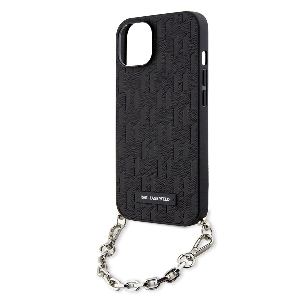 Karl Lagerfeld - Saffiano Monogram Chain (KLHCP14SSACKLHPK) - iPhone 14 - Black