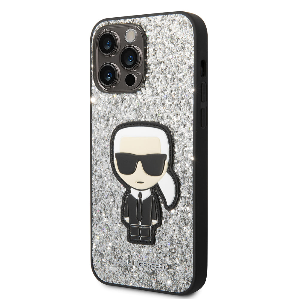 Karl Lagerfeld - Hardcase Glitter (KLHCP14XGFKPG) - iPhone 14 Pro Max - Silver Flakes Ikonik