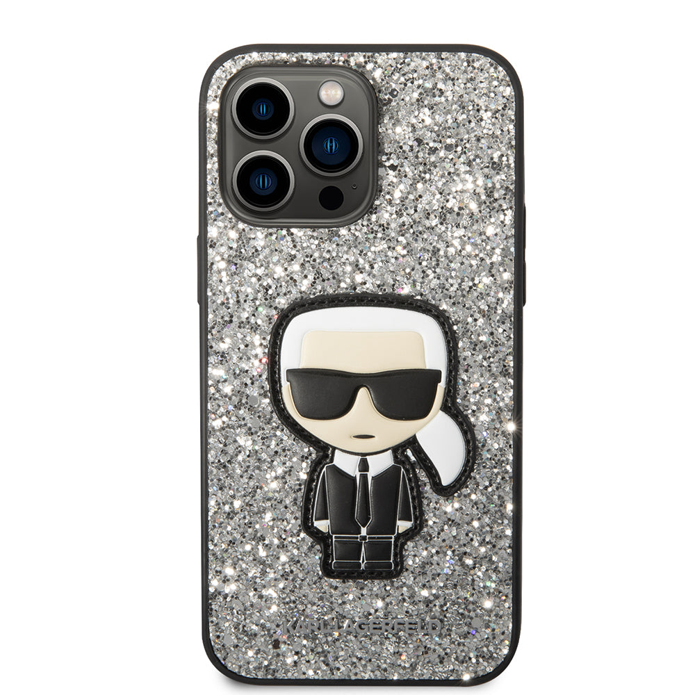 Karl Lagerfeld - Hardcase Glitter (KLHCP14XGFKPG) - iPhone 14 Pro Max - Silver Flakes Ikonik