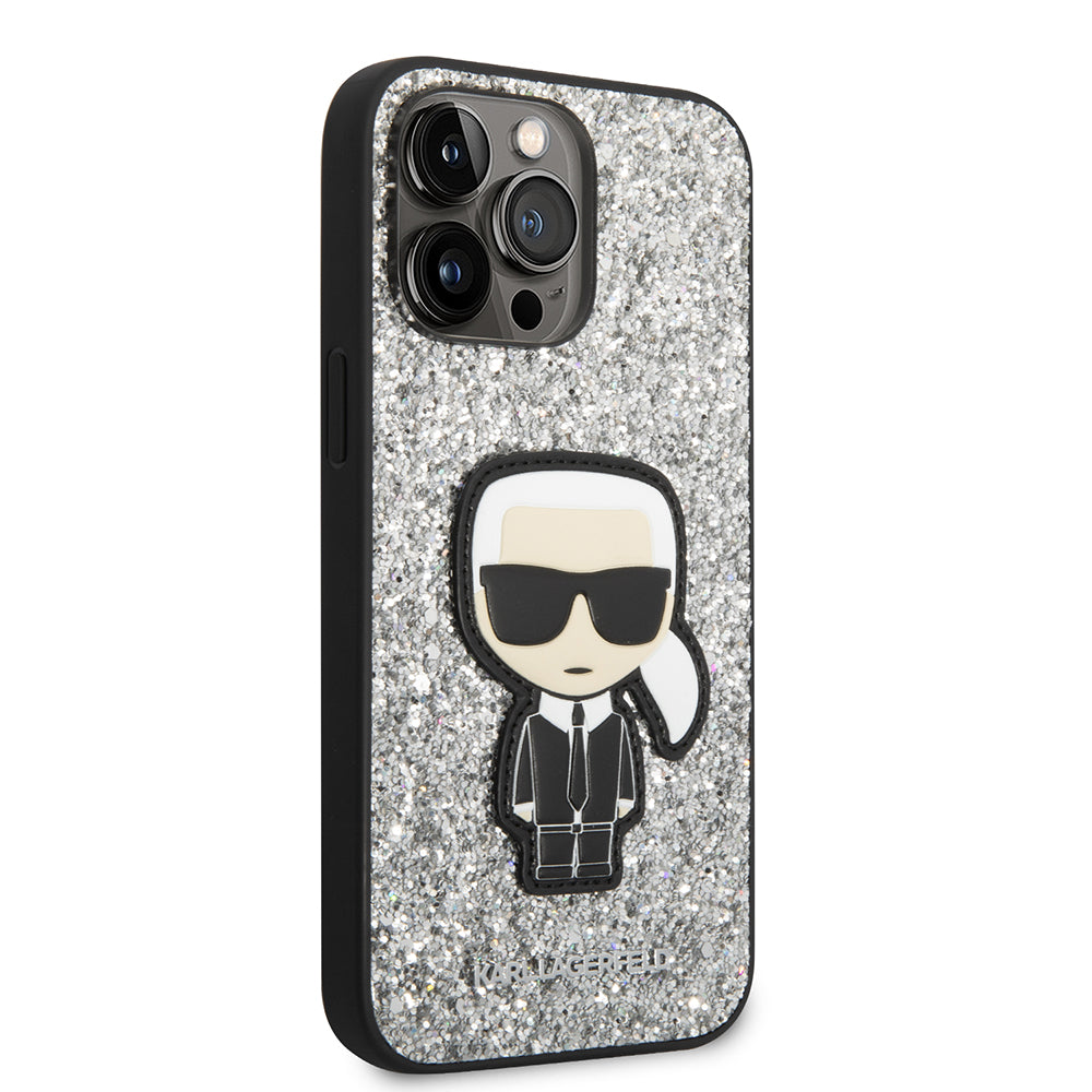 Karl Lagerfeld - Hardcase Glitter (KLHCP14XGFKPG) - iPhone 14 Pro Max - Silver Flakes Ikonik