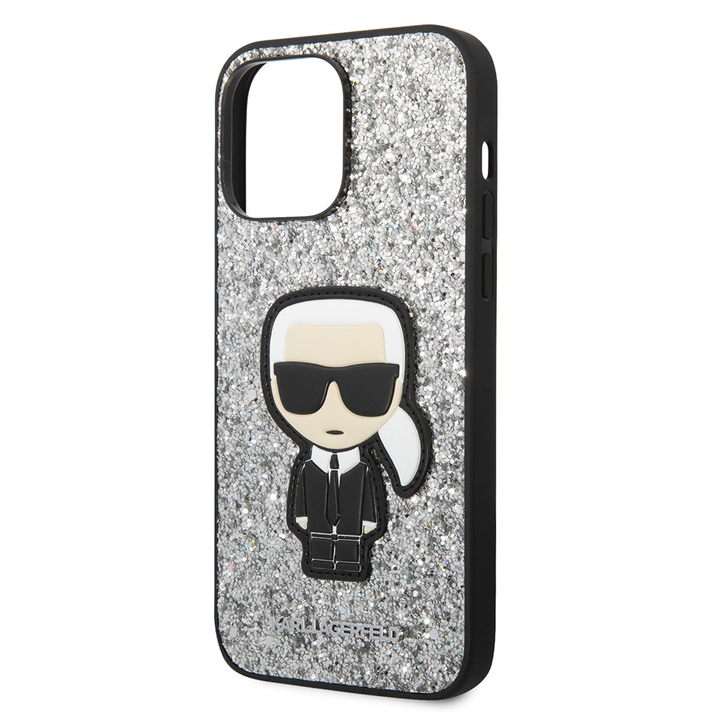 Karl Lagerfeld - Hardcase Glitter (KLHCP14XGFKPG) - iPhone 14 Pro Max - Silver Flakes Ikonik