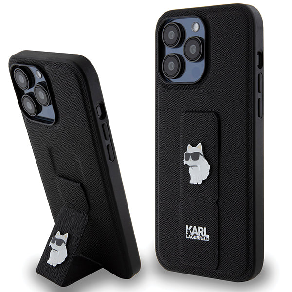 Karl Lagerfeld - Saffiano Gripstand (KLHCP14XGSACHPK) - iPhone 14 Pro Max - Choupette