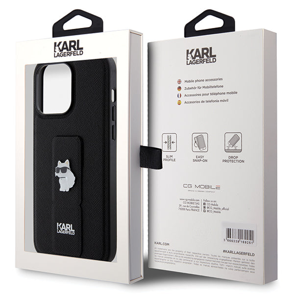 Karl Lagerfeld - Saffiano Gripstand (KLHCP14XGSACHPK) - iPhone 14 Pro Max - Choupette