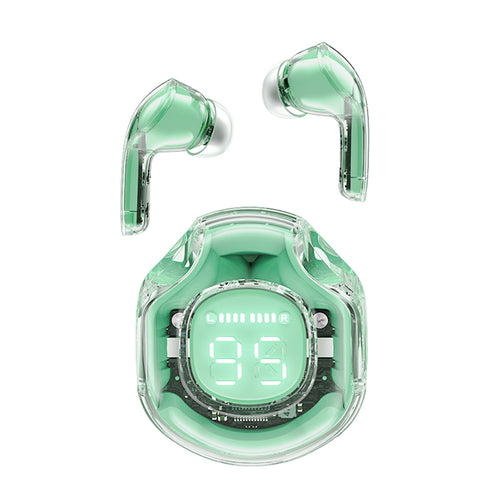Acefast - Wireless Earbuds (T8) - USB-C, IPX4, Bluetooth 5.3, AI Call Noise Reduction, Digital Display, 480mAh - Mint Gr