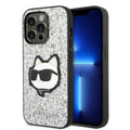 Karl Lagerfeld - Hardcase Glitter (KLHCP14XG2CPS) - iPhone 14 Pro Max - Silver Choupette Patch