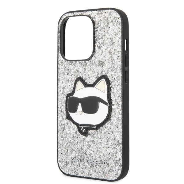 Karl Lagerfeld - Hardcase Glitter (KLHCP14XG2CPS) - iPhone 14 Pro Max - Silver Choupette Patch
