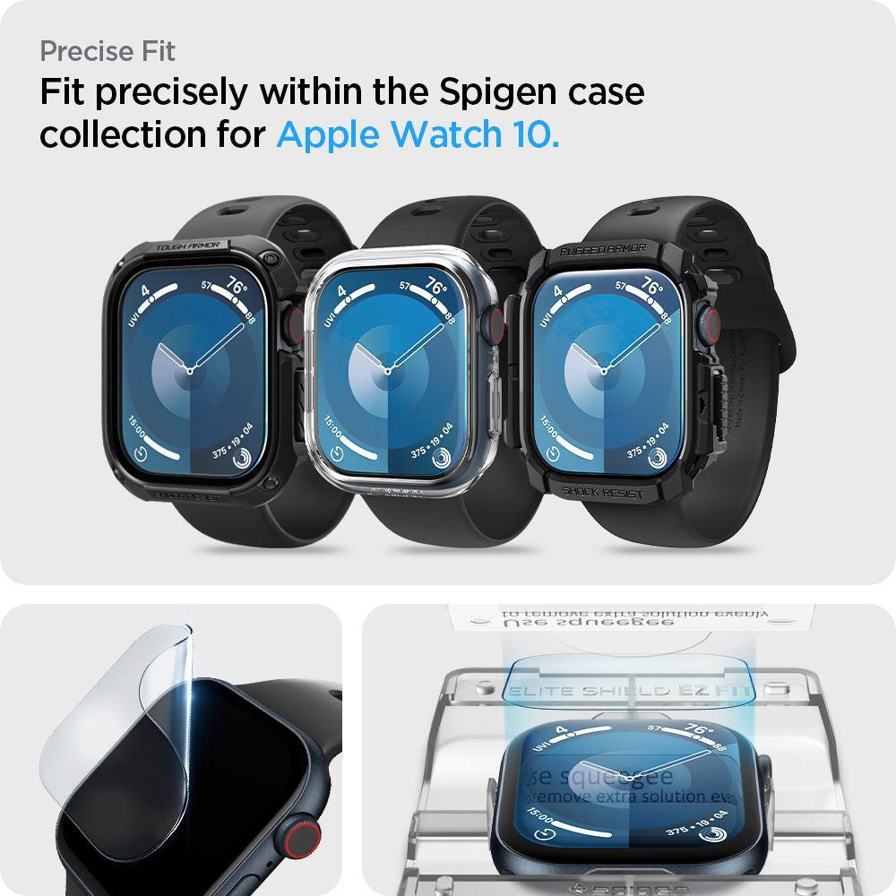Spigen - (2 pack) Elite Shield EZ Fit (AFL08579) - Apple Watch 10 46mm / Watch 11 46mm - Clear