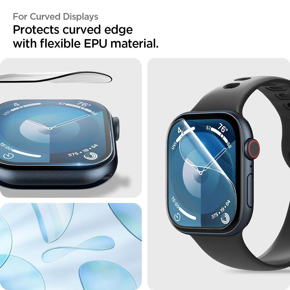Spigen - (2 pack) Elite Shield EZ Fit (AFL08579) - Apple Watch 10 46mm / Watch 11 46mm - Clear