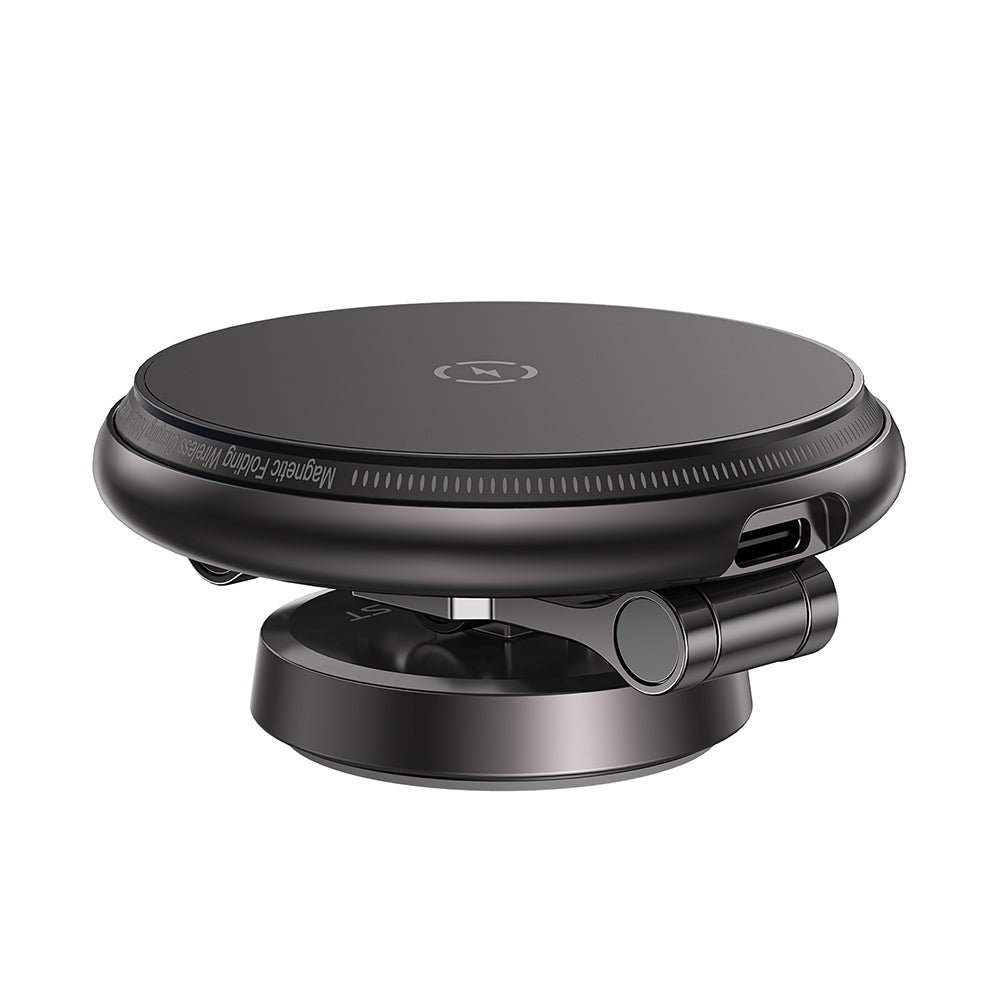 Acefast - Car Holder with Wireless Charging (D30) - for iPhone, Magnetic Grip, 360°, LED Light, for Dashboard, 15W - Bla
