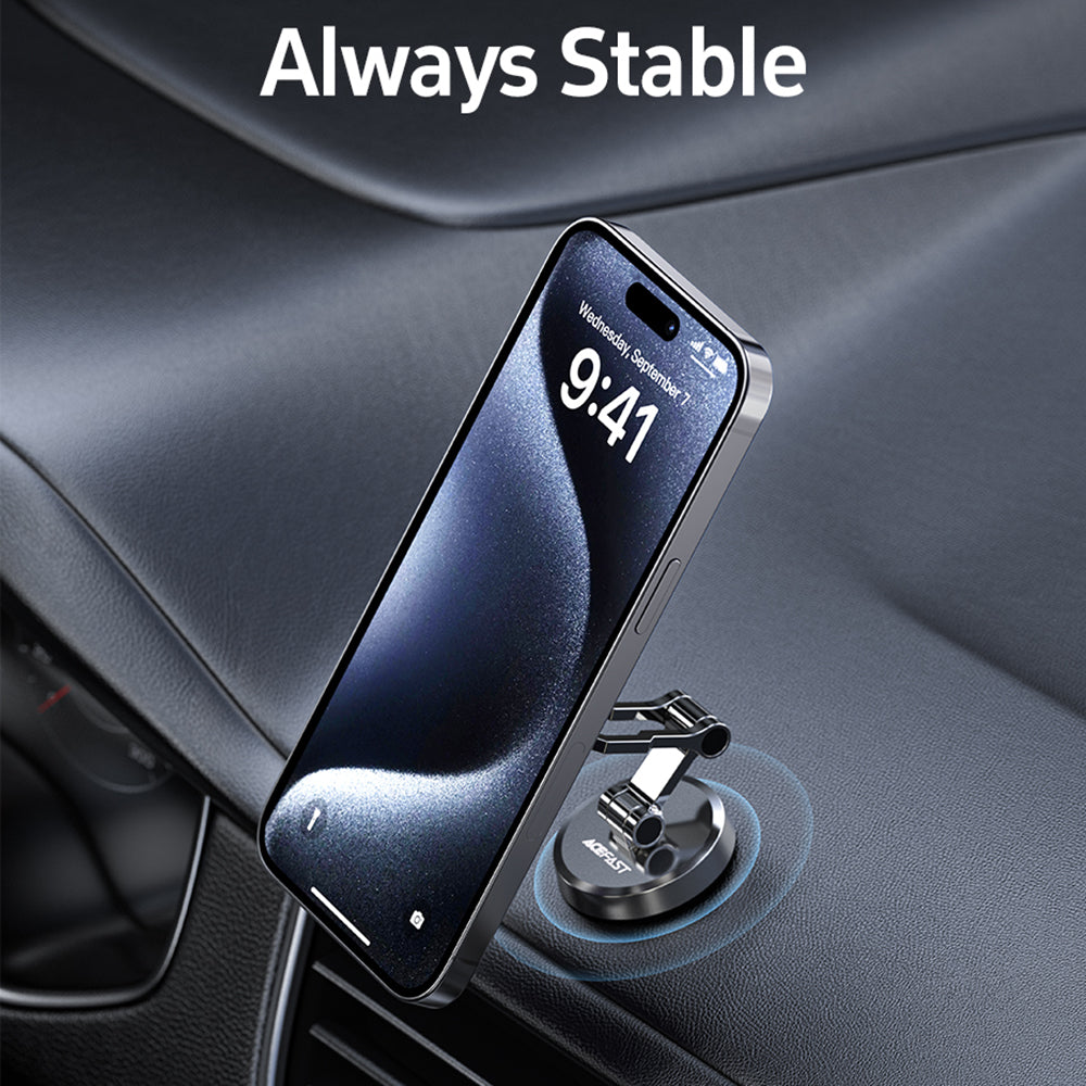 Acefast - Car Holder (D20) - Magnetic Ring, 360° Rotation, for Dashboard, Universal, Adjustable - Metal Gray