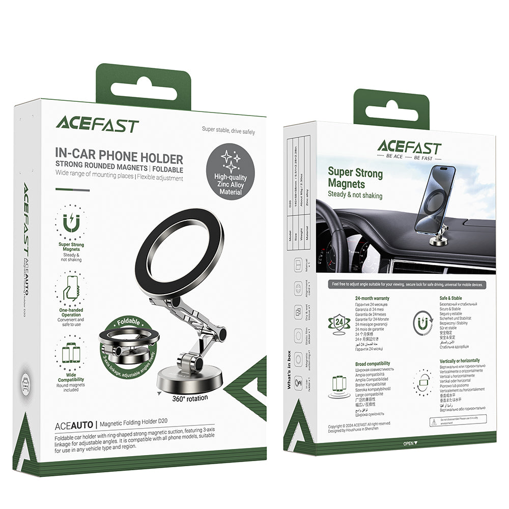 Acefast Suport Acefast (D20), Magnetic Ring, 360° Rotation, for Dashboard, Universal, Adjustable, Argintiu – imagine 7