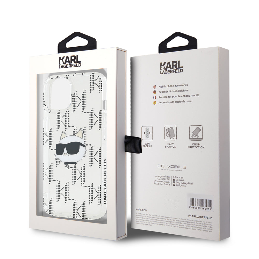 Karl Lagerfeld - IML Luxury (KLHCP15SHKLPCHT) - iPhone 15 - Transparent Choupette Head&Monogram