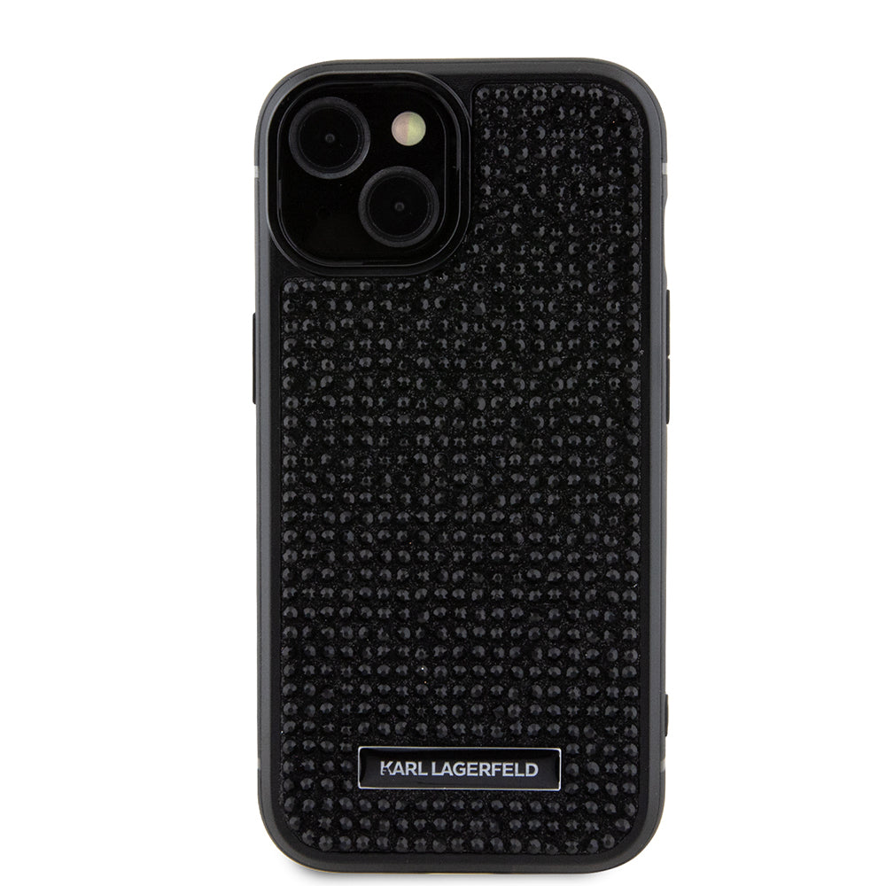 Karl Lagerfeld - Hardcase Rhinestone (KLHCP15SHDSPLK) - iPhone 15 - Logo Metal Plate