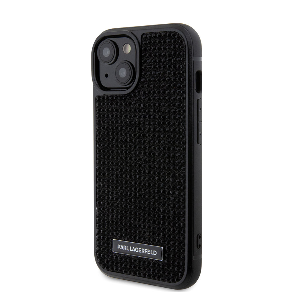 Karl Lagerfeld - Hardcase Rhinestone (KLHCP15SHDSPLK) - iPhone 15 - Logo Metal Plate