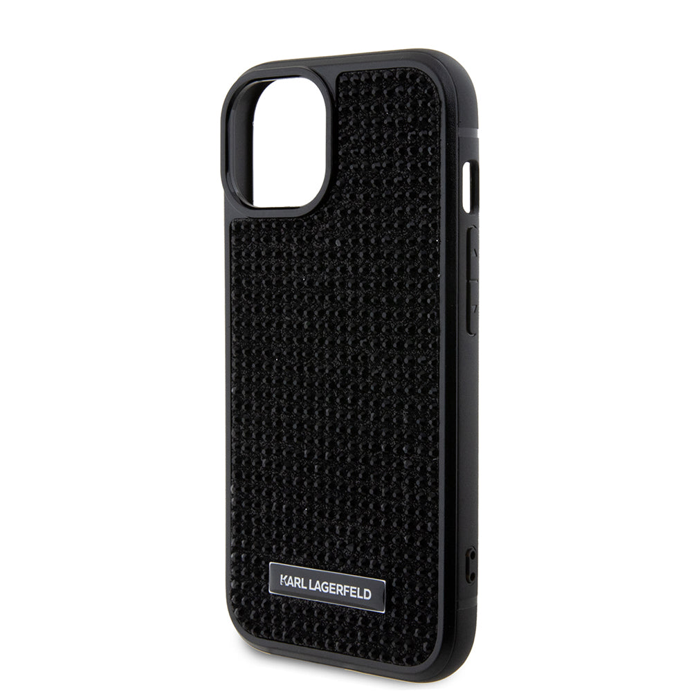 Karl Lagerfeld - Hardcase Rhinestone (KLHCP15SHDSPLK) - iPhone 15 - Logo Metal Plate