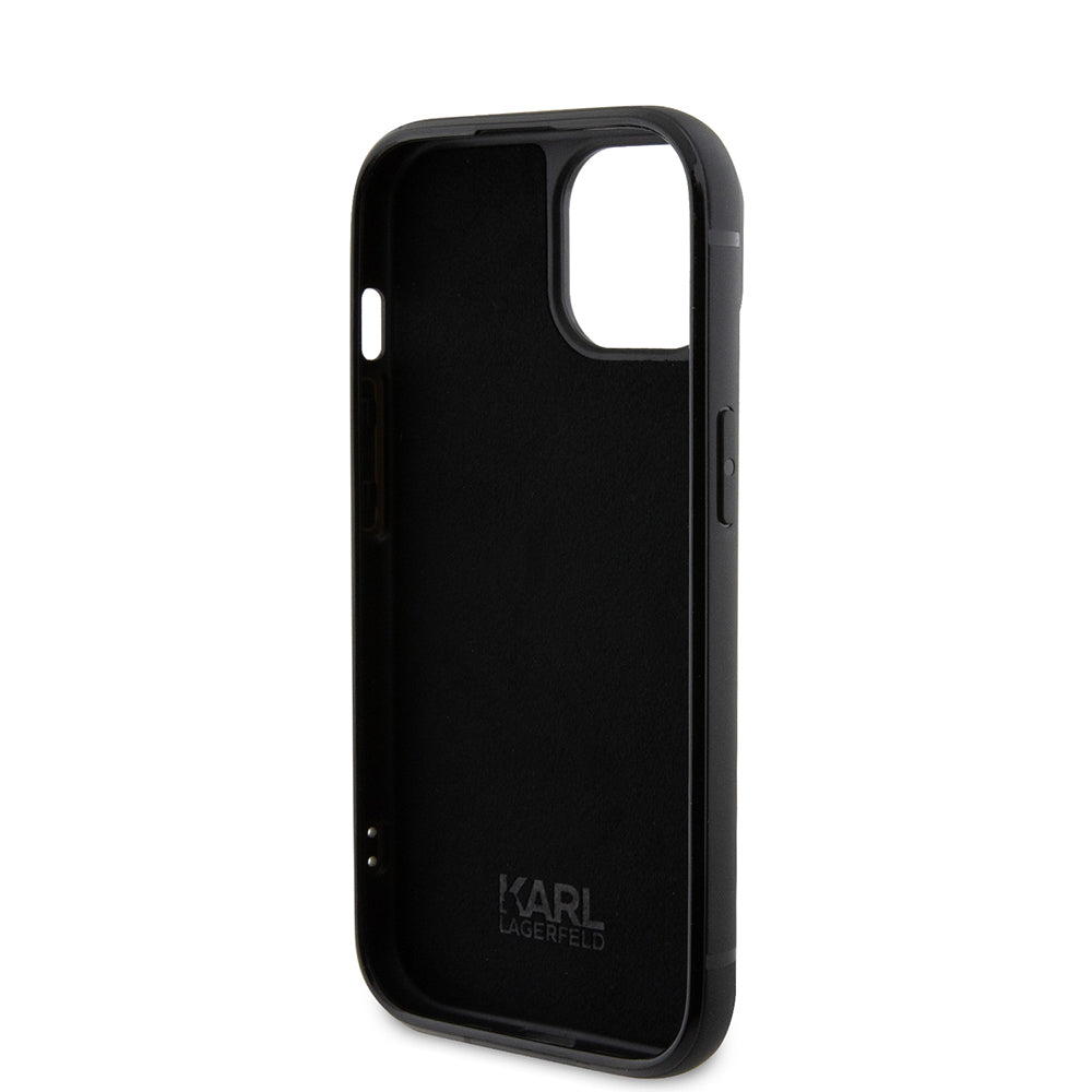 Karl Lagerfeld - Hardcase Rhinestone (KLHCP15SHDSPLK) - iPhone 15 - Logo Metal Plate