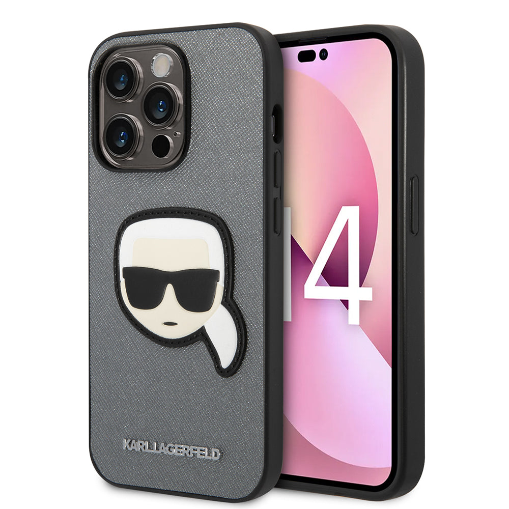 Karl Lagerfeld - Saffiano (KLHCP14XSAPKHG) - iPhone 14 Pro Max - Silver Karl`s Head