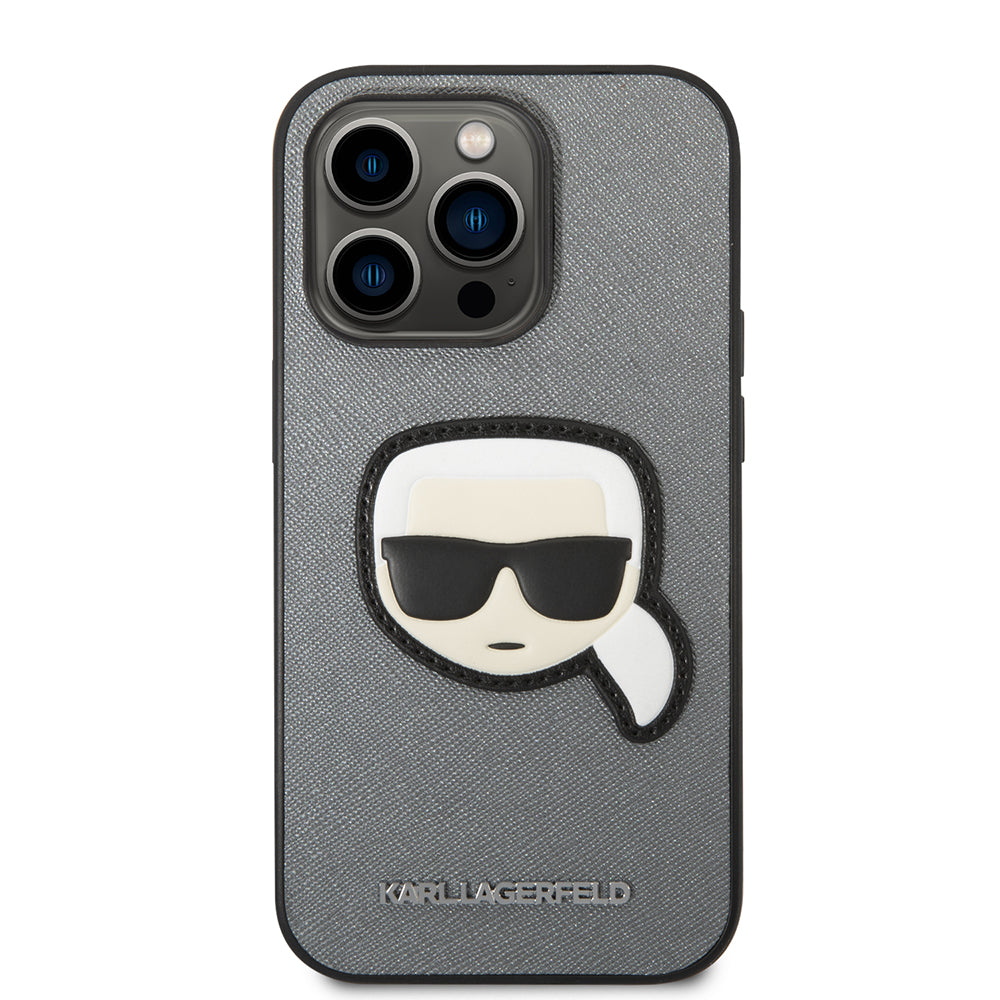 Karl Lagerfeld - Saffiano (KLHCP14XSAPKHG) - iPhone 14 Pro Max - Silver Karl`s Head