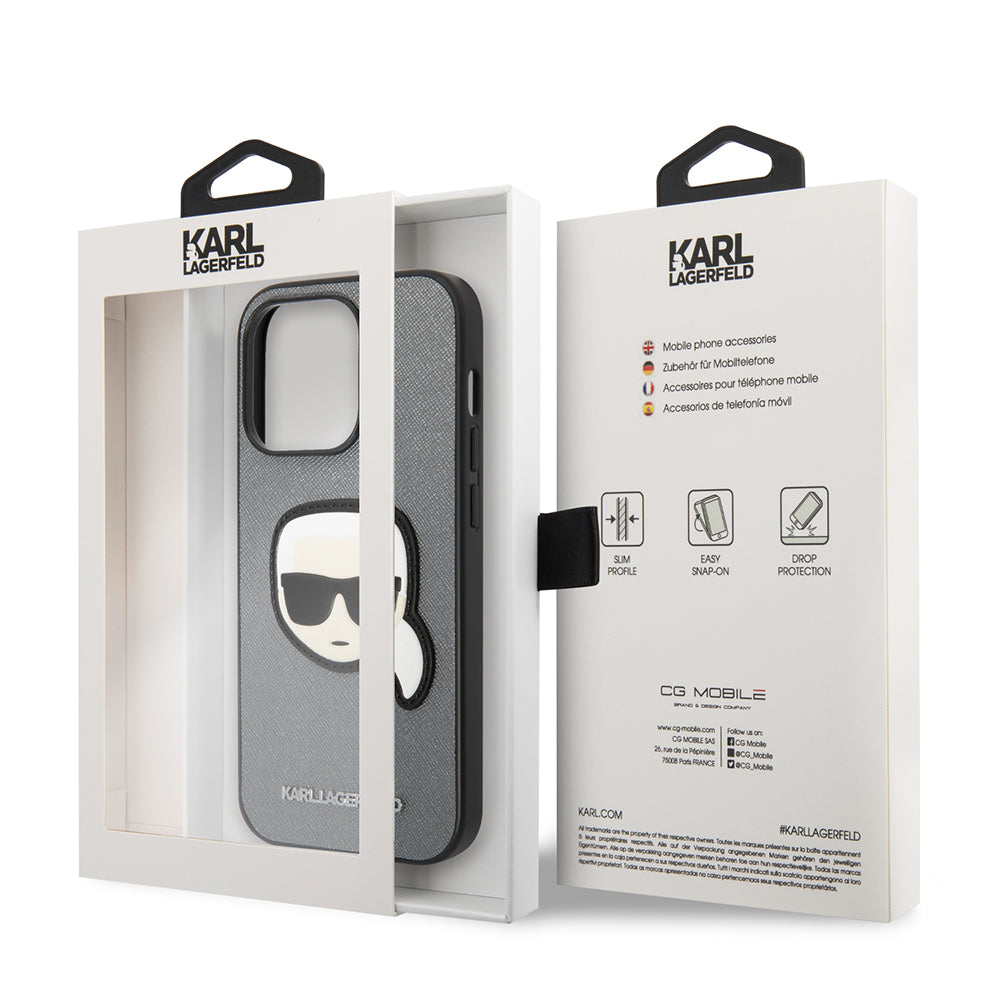 Karl Lagerfeld - Saffiano (KLHCP14XSAPKHG) - iPhone 14 Pro Max - Silver Karl`s Head