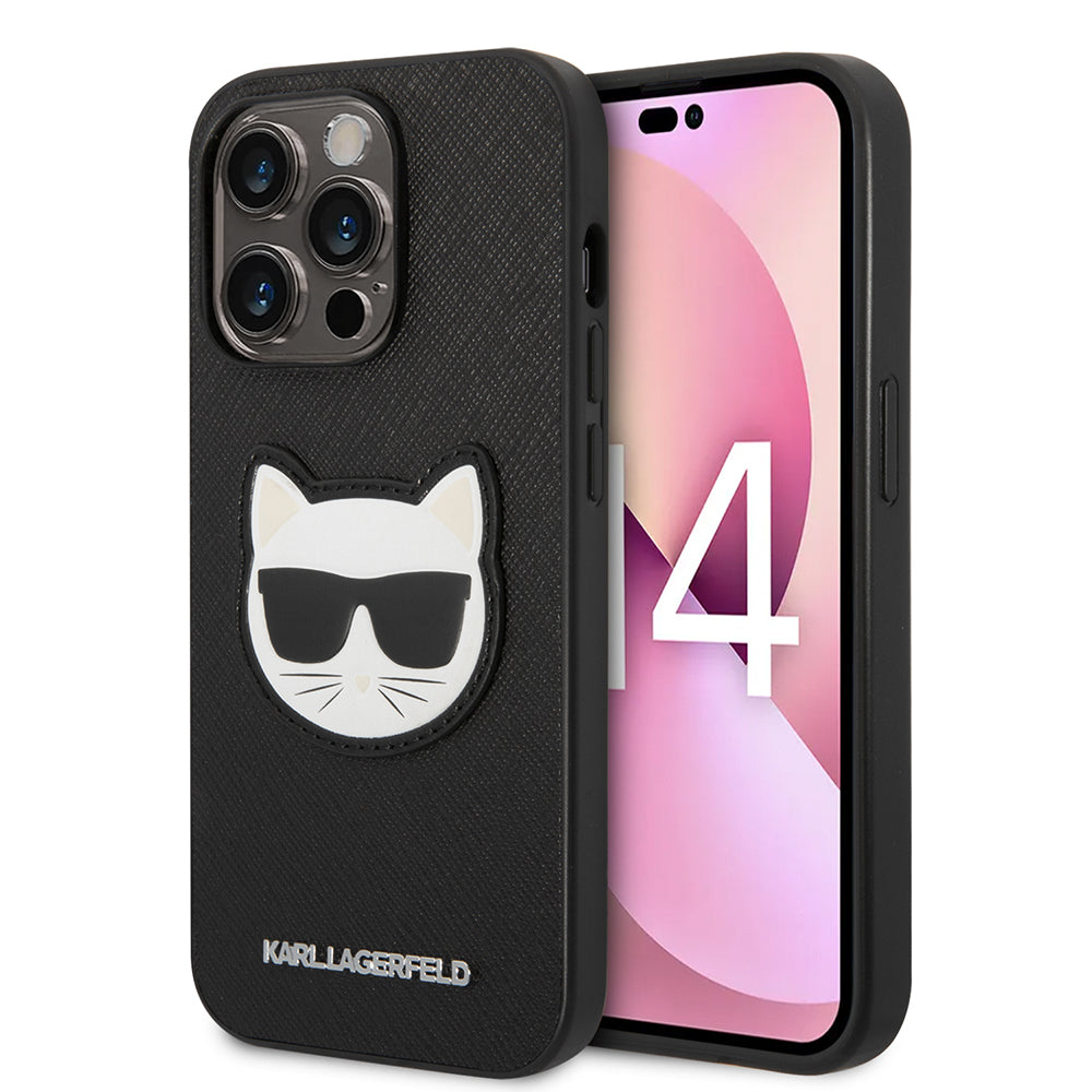Husa de protectie Karl Lagerfeld Saffiano compatibil cu iPhone 14 Pro Max, Negru