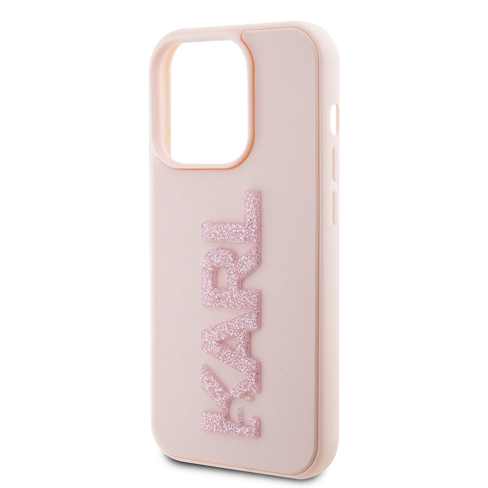 Karl Lagerfeld - 3D Design (KLHCP15L3DMBKCP) - iPhone 15 Pro - Pink Rubber Glitter Logo
