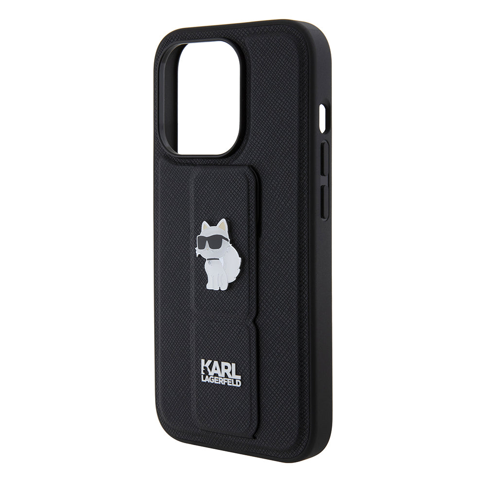 Karl Lagerfeld - Saffiano Gripstand (KLHCP15LGSACHPK) - iPhone 15 Pro - Choupette Pins