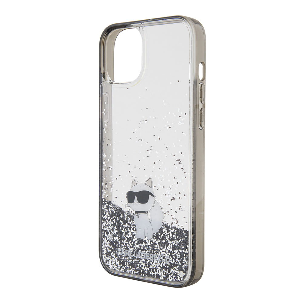 Karl Lagerfeld - Hardcase Liquid Glitter (KLHCP15MLKCNSK) - iPhone 15 Plus - Transparent Choupette