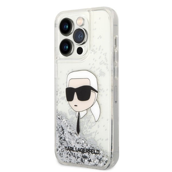 Karl Lagerfeld - Hardcase Glitter (KLHCP14XLNKHCH) - iPhone 14 Pro Max - Silver Karl Head