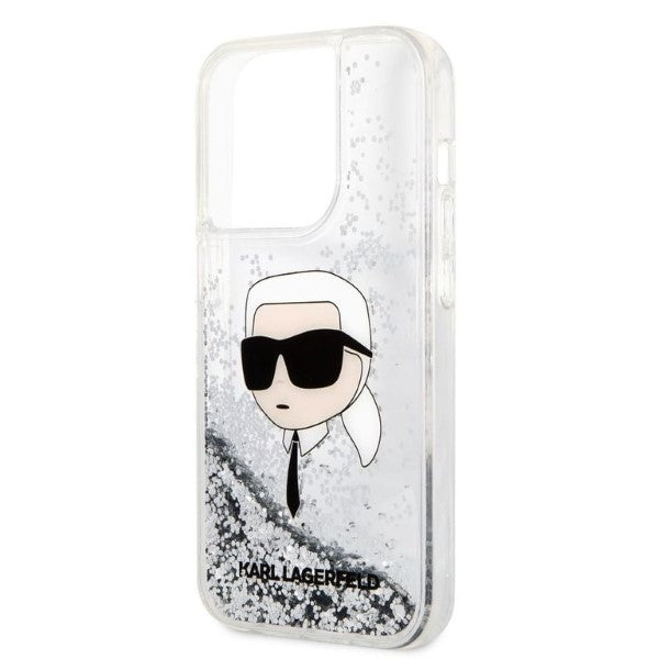 Karl Lagerfeld - Hardcase Glitter (KLHCP14XLNKHCH) - iPhone 14 Pro Max - Silver Karl Head