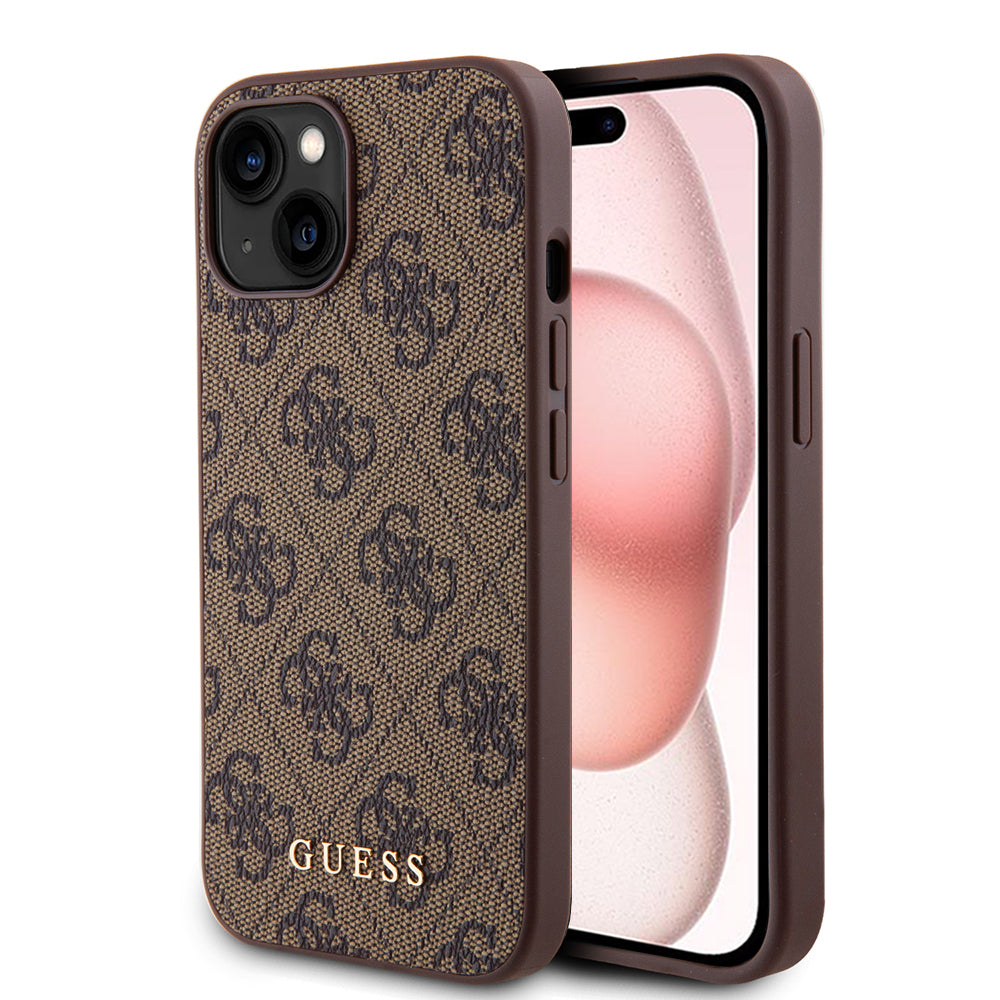 Guess - Hardcase 4G Metal Gold Logo (GUHCP15MG4GFBR) - iPhone 15 Plus - Brown