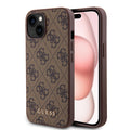 Guess - Hardcase 4G Metal Gold Logo (GUHCP15MG4GFBR) - iPhone 15 Plus - Brown