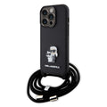 Karl Lagerfeld - Saffiano Crossbody (KLHCP15LSAKCPSK) - iPhone 15 Pro - Metal Pin Karl&Choupette