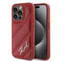 Karl Lagerfeld - Diagonal Quilted Script (KLHCP15LPQDSMGR) - iPhone 15 Pro - Red