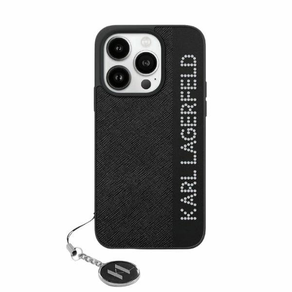 Karl Lagerfeld - Saffiano Rhinestones&Charm (KLHCP15LPSAKDGCK) - iPhone 15 Pro - Black