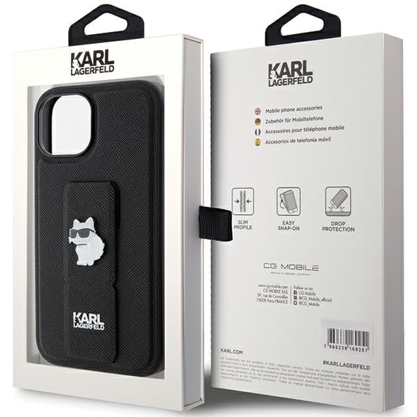Karl Lagerfeld - Saffiano Gripstand (KLHCP15SGSACHPK) - iPhone 15 - Choupette