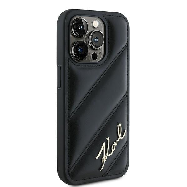Karl Lagerfeld Husa de protectie Karl Lagerfeld Diagonal Quilted Script (KLHCP15XPQDSMGK) compatibil cu iPhone 15 Pro Ma