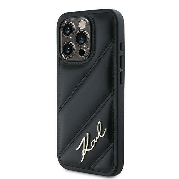 Karl Lagerfeld Husa de protectie Karl Lagerfeld Diagonal Quilted Script (KLHCP15XPQDSMGK) compatibil cu iPhone 15 Pro Ma